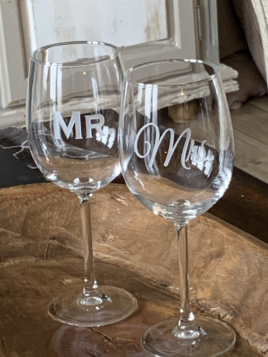 Hand Cut Mr. & Mrs. Pilsner Beer Glass