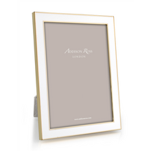 Load image into Gallery viewer, Enamel Frame - White with Gold Trim
