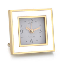 Load image into Gallery viewer, Square Silent Alarm Clock - White &amp; Gold
