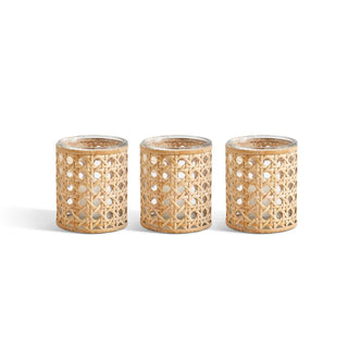 Cane Webbing Candleholder/Vase - Set of 3
