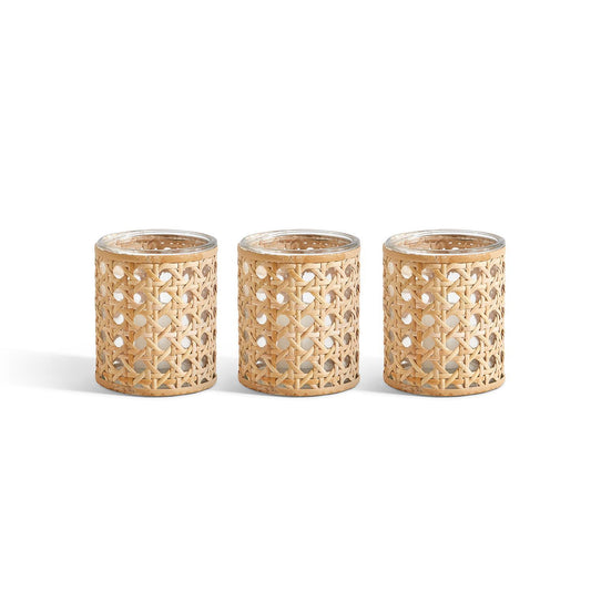 Cane Webbing Candleholder/Vase - Set of 3