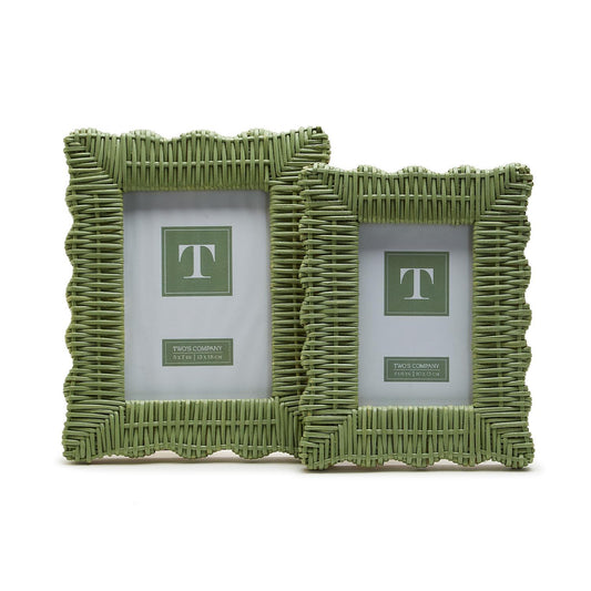 Wicker Weave Photo Frames (Set of 2) - Green