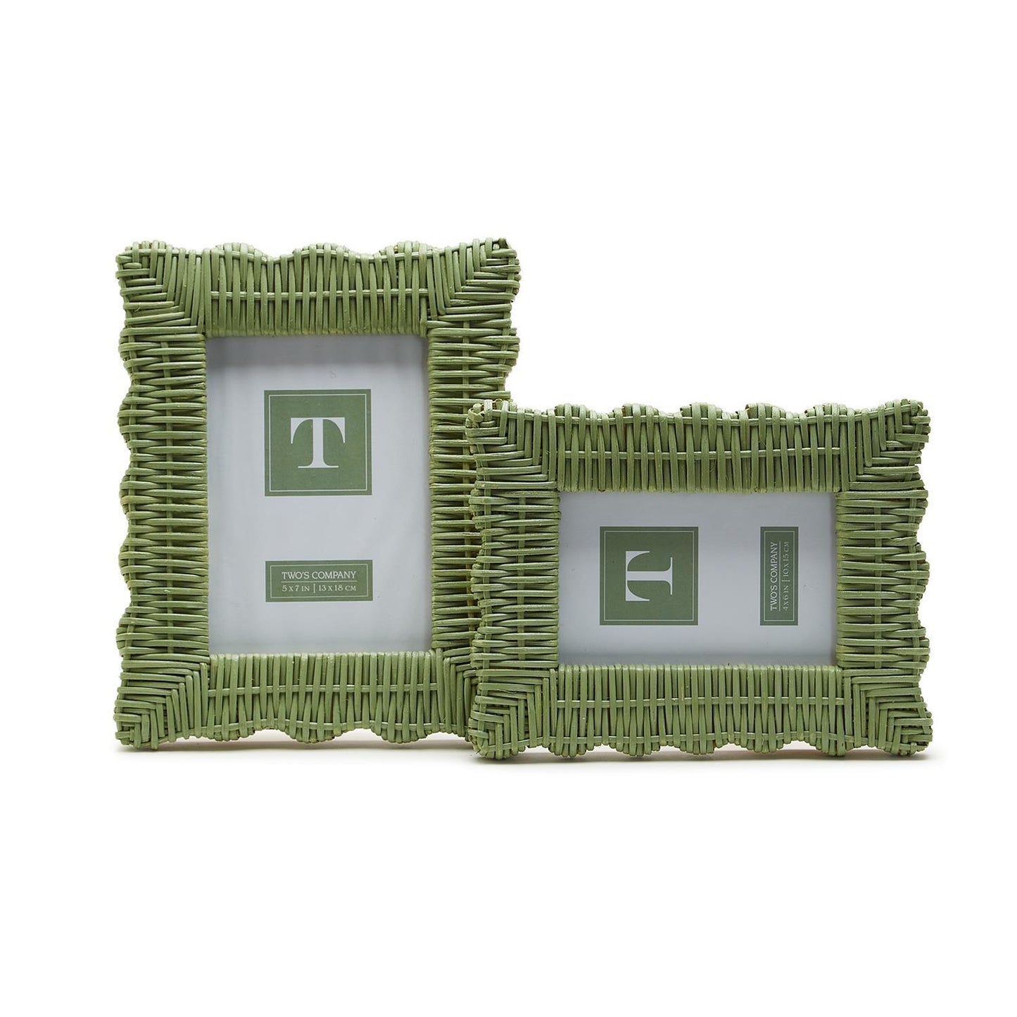 Wicker Weave Photo Frames (Set of 2) - Green