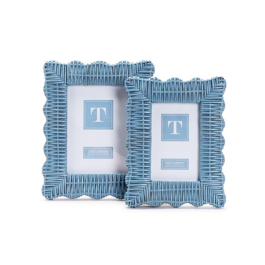 Wicker Weave Photo Frames (Set of 2) - Blue