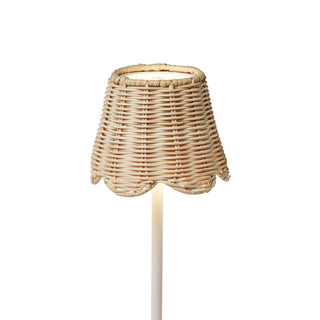 White LED Portable Cordless Table Lamp with Scalloped Edge Shade