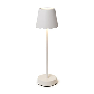 White LED Portable Cordless Table Lamp with Scalloped Edge Shade