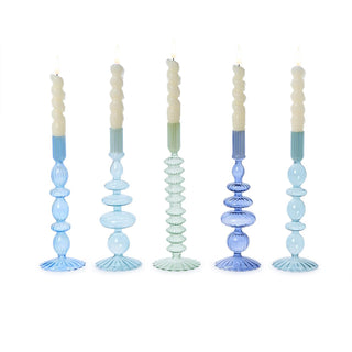 Handblown Glass Taper Candleholders - Set of 5