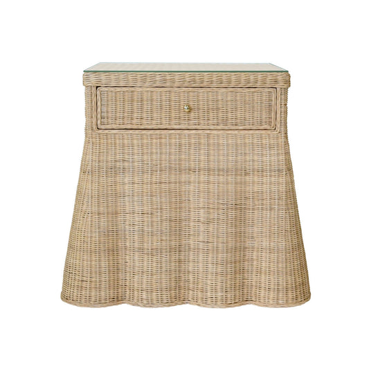 Giselle Rattan Side Table with Glass Top