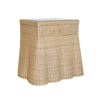 Giselle Rattan Side Table with Glass Top