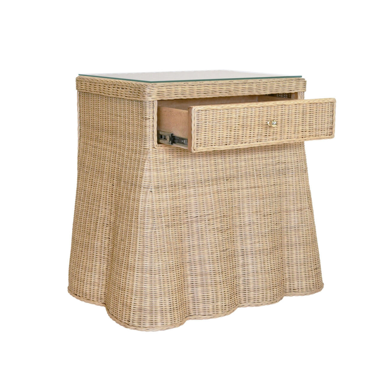 Giselle Rattan Side Table with Glass Top