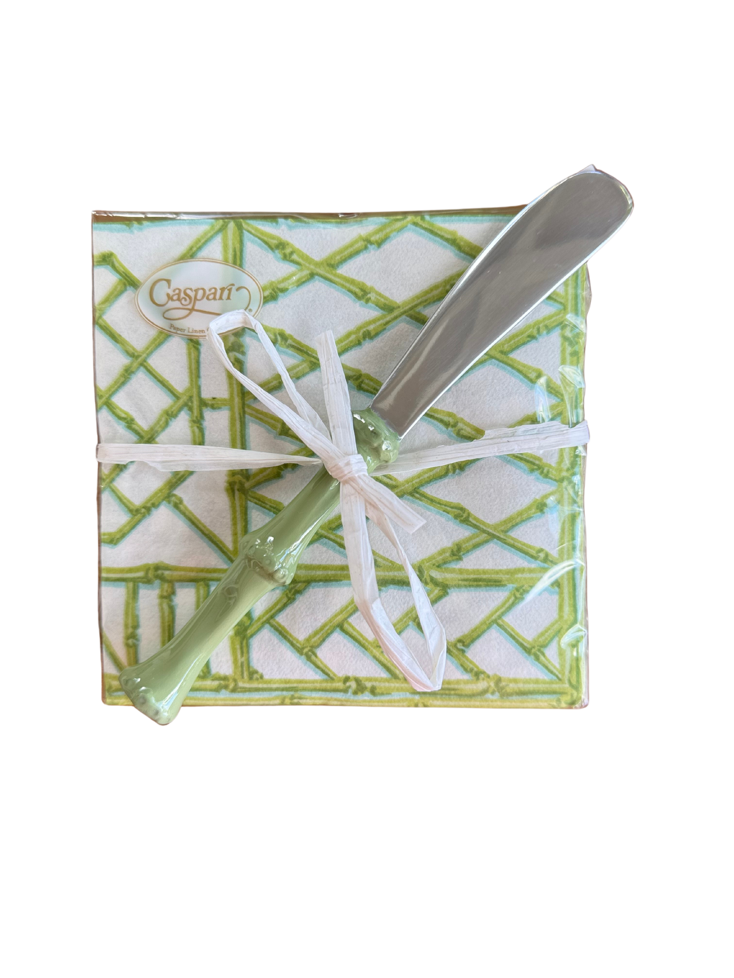 Gift Set with Green Bamboo Napkins & Spreader