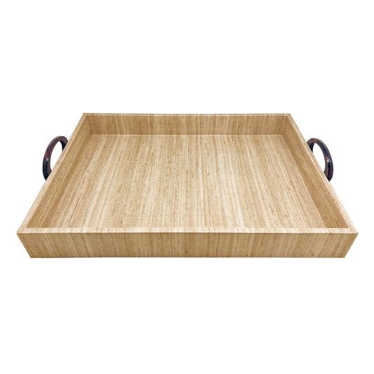 Mallorca Faux Grasscloth Tray with Tortoise Handles