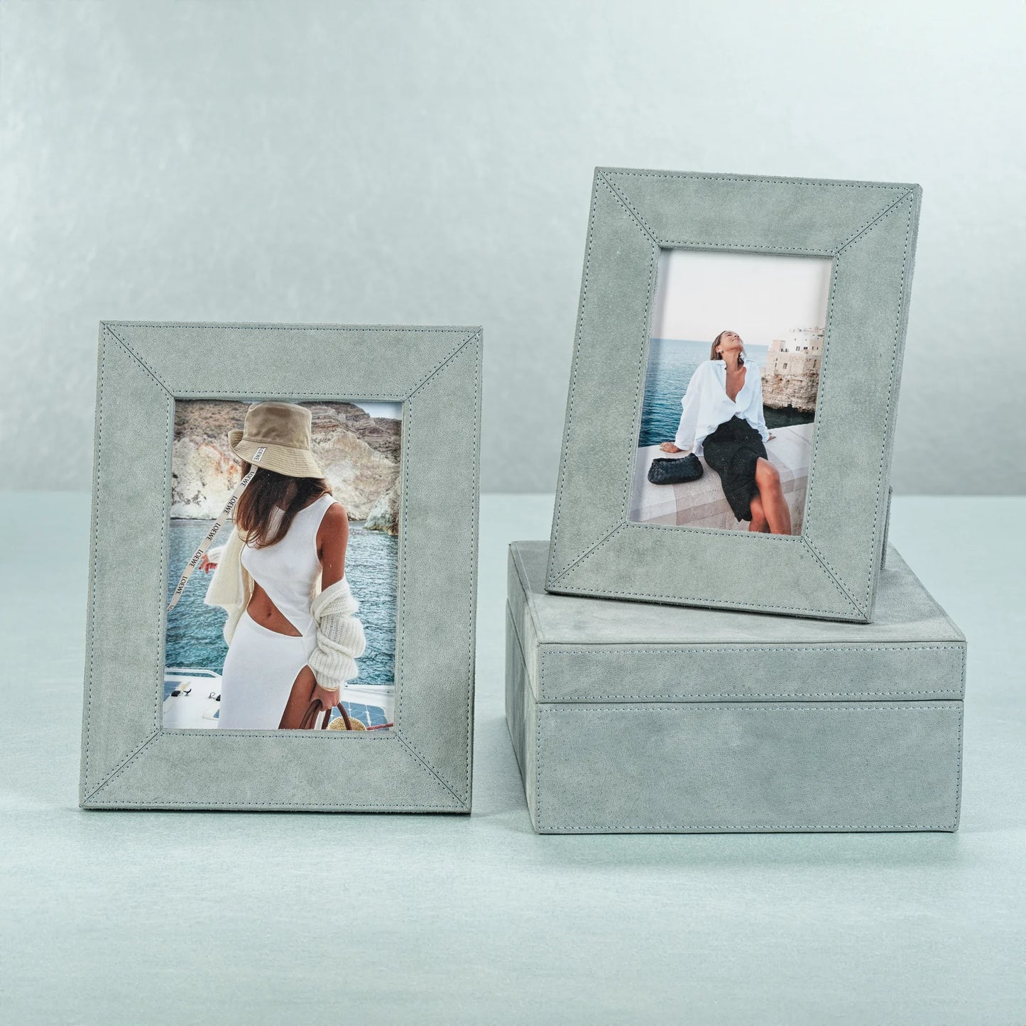 Suede Lux Photo Frame - Côte d'Azur Blue