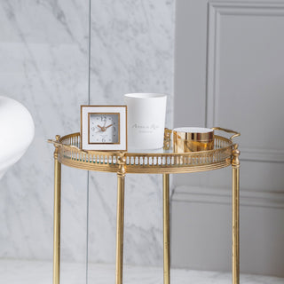 Square Silent Alarm Clock - White & Gold