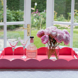 Pink Scalloped Edge Tray in Multiple Sizes