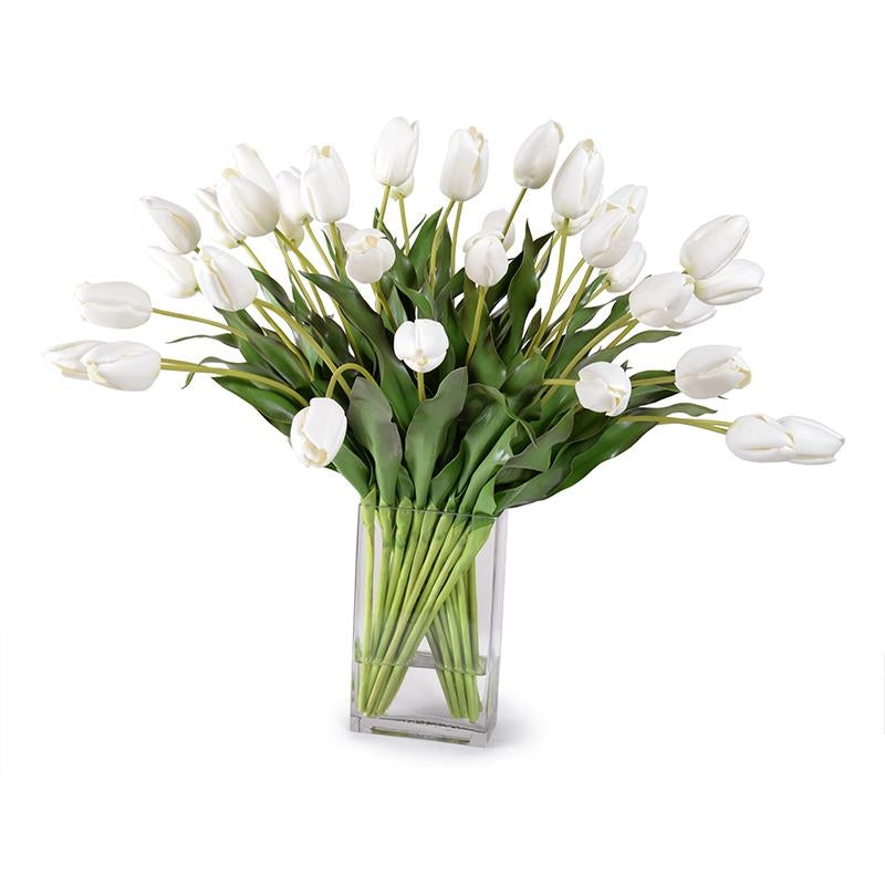 White Tulip Arrangement in Vase