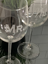 Load image into Gallery viewer, Mix and Match, Mr &amp; Mrs 16 oz Wine Glasses | Set of 2
