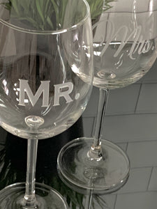Mix and Match, Mr & Mrs 16 oz Wine Glasses | Set of 2