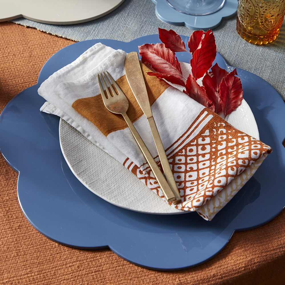 Chambray Blue Large Scallop Placemats (Set of 4)