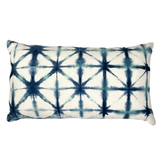 Ice Blue & Navy Star Lumbar Pillow