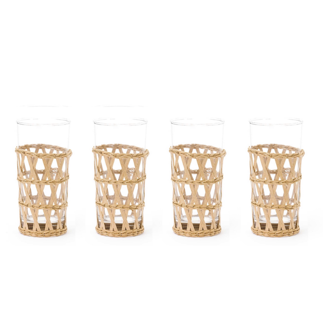 Natural Island Wrapped Iced Tea Glasses-Set of 4