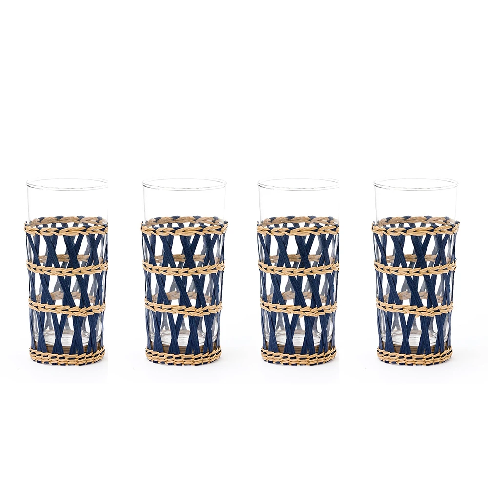 Navy Island Wrapped Iced Tea Glasses-Set of 4