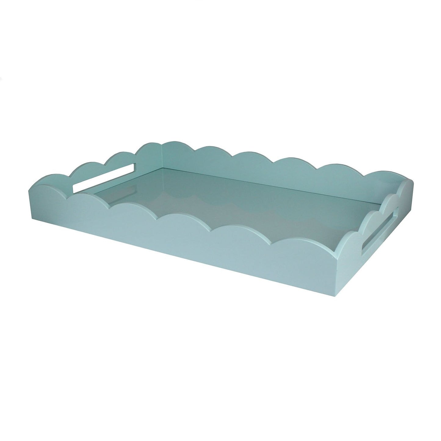 Large Eau De Nil Scalloped Edge Tray