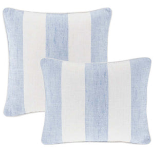 Awning Stripe Soft French Blue Indoor/Outdoor Pillow