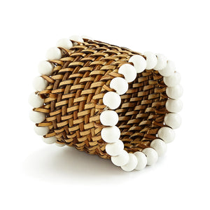 Calaisio Woven White Bead Napkin Rings - Set of 4