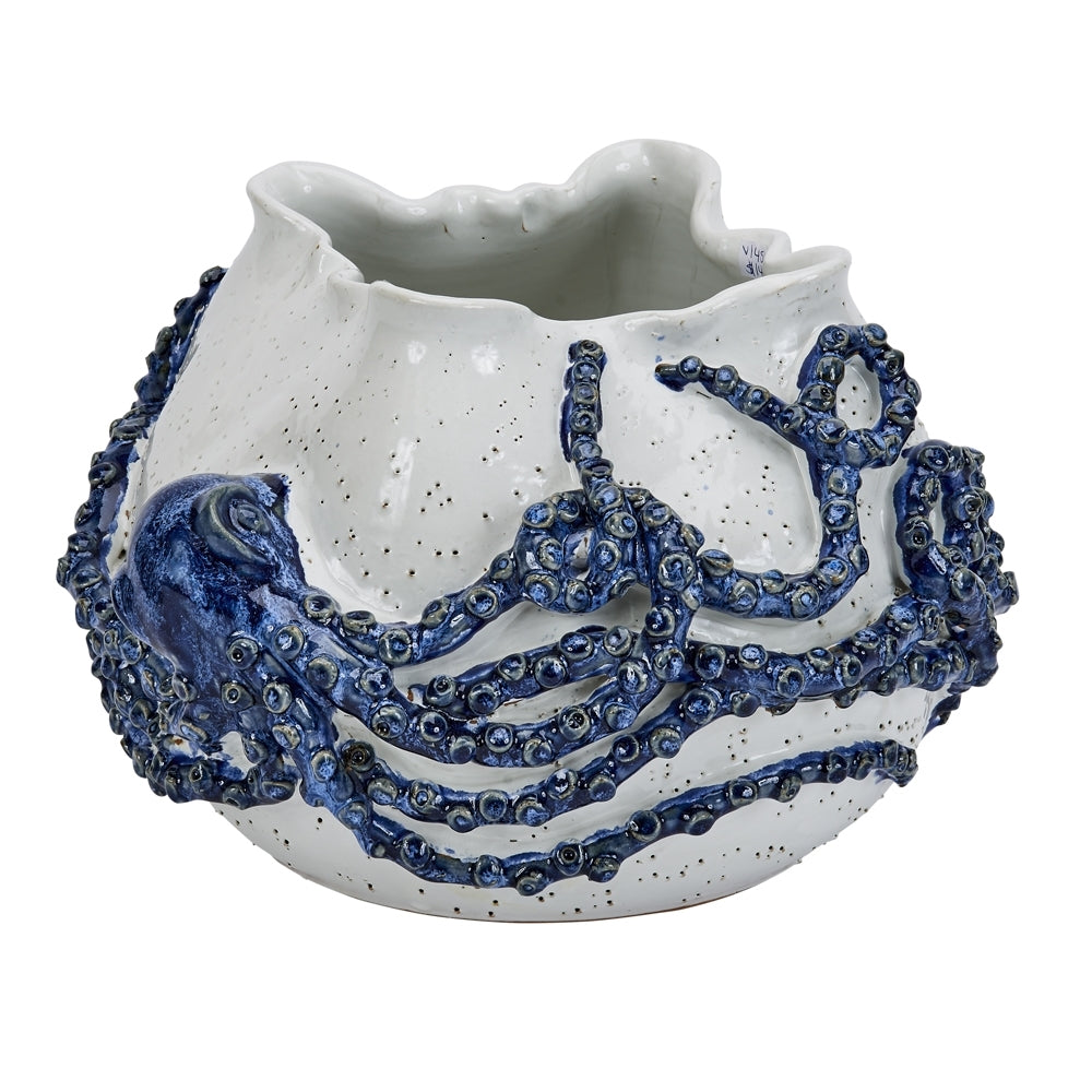 Blue Ceramic Octopus Bowl