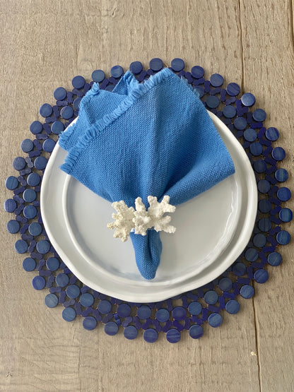 Blue Fringe Napkins-Set of 4