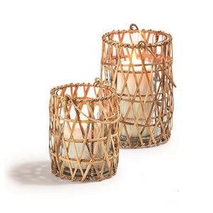 Cane Weave Lanterns (Set of 2)