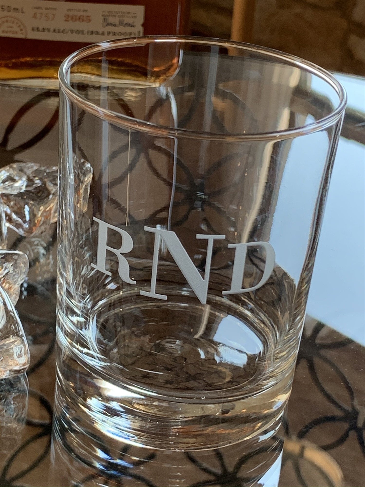 Double Old Fashioned Rocks Glass with Etched Monogram, 14 oz