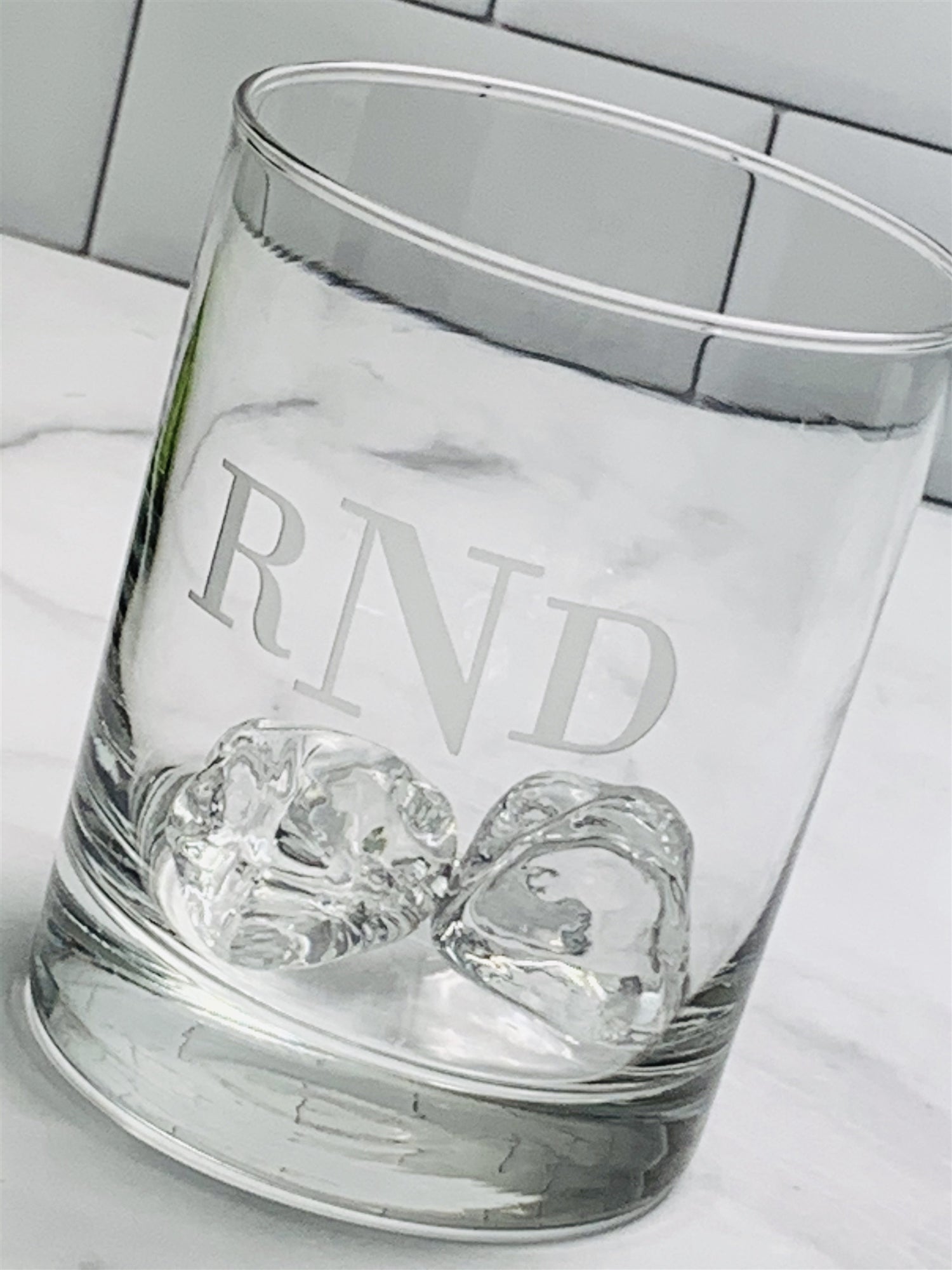 Double Old Fashioned Rocks Glass with Etched Monogram, 14 oz