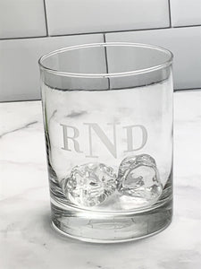 Double Old Fashioned Rocks Glass with Etched Monogram, 14 oz