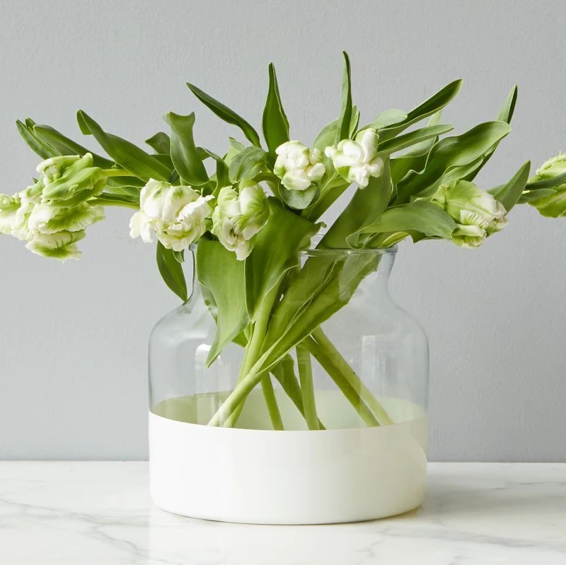 White Colorblock Flower Vase