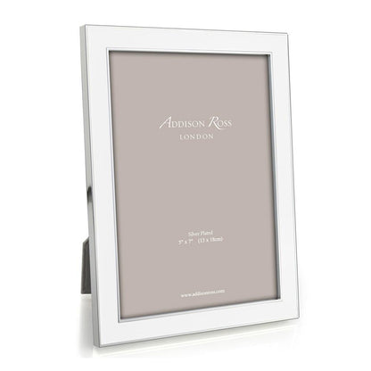 Enamel Frame - White with Silver Trim