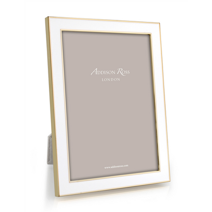 Enamel Frame - White with Gold Trim