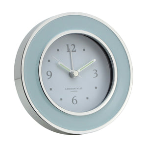 Powder Blue & Silver Silent Alarm Clock