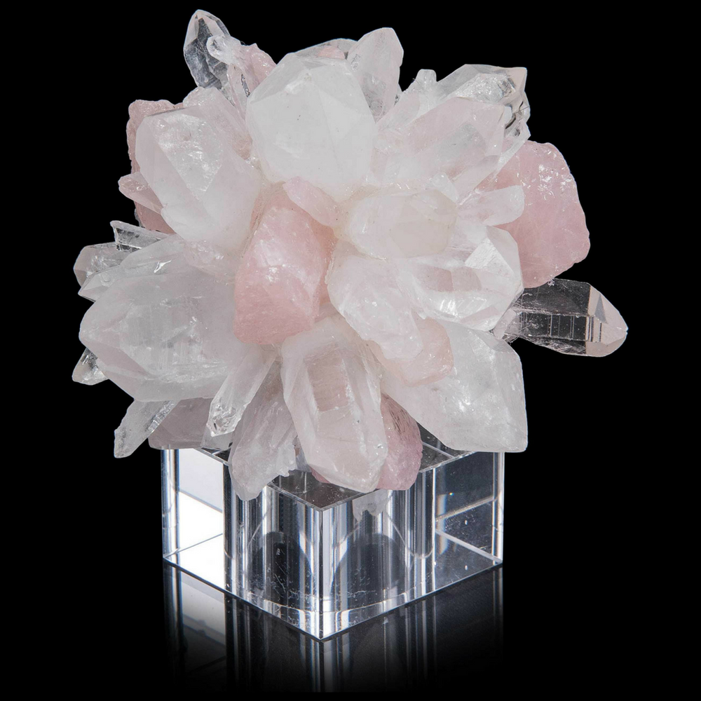 Rock Quartz Points With Rose Quartz Sculpture