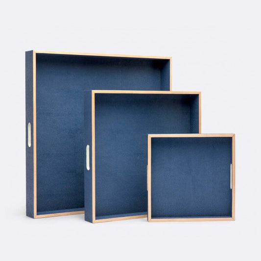 Amina Navy Faux Shagreen Tray