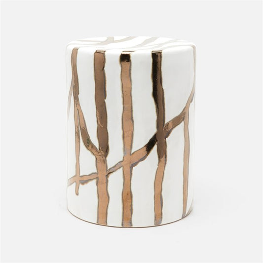 Willow Gold & White Ceramic Stool