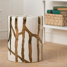 Load image into Gallery viewer, Willow Gold &amp; White Ceramic Stool
