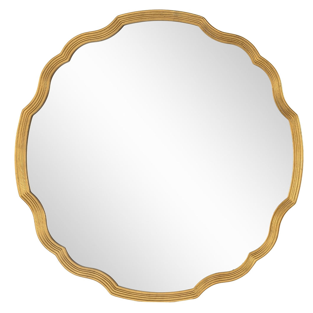 Distressed Gold Leaf Round Mirror