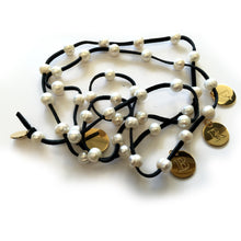 Load image into Gallery viewer, Monogram Suede Pearl Lariat - Black
