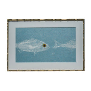 Gyotaku Fish Print on Metallic Ice Linen - Double