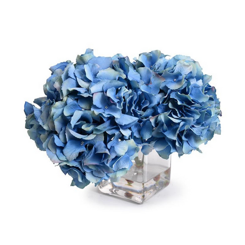 Blue Hydrangea Arrangement in Vase-Small