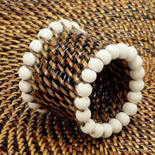 Load image into Gallery viewer, Calaisio Woven White Bead Napkin Rings - Set of 4
