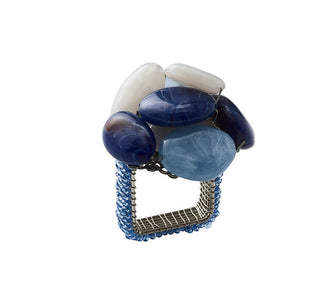 Sea Stone Napkin Rings - Navy -  Set of 4