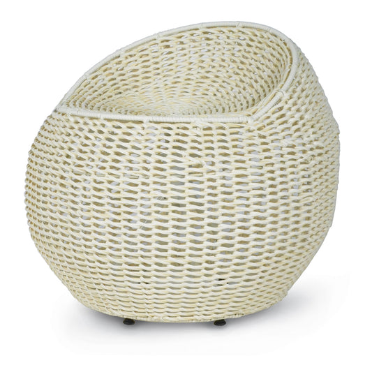 Outdoor Open Weave Wicker Swivel Stool - White